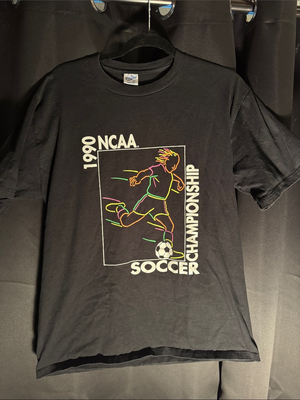 1990 NCAA Soccer Championship Black Graphic Tee